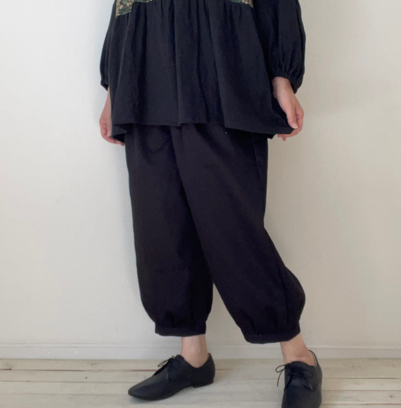 □再販★毎年大人気❗️秋冬用カツラギ生地カフスバルーンパンツ　5色★丈調節可能　受注製作　楽ちんパンツウエストゴム 7枚目の画像