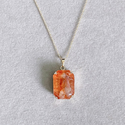 【浄化済み】14KGP ファイアーオパールネックレス 13×18mm 40〜45cm 天然石 ネックレスチェーン変更可能 1枚目の画像