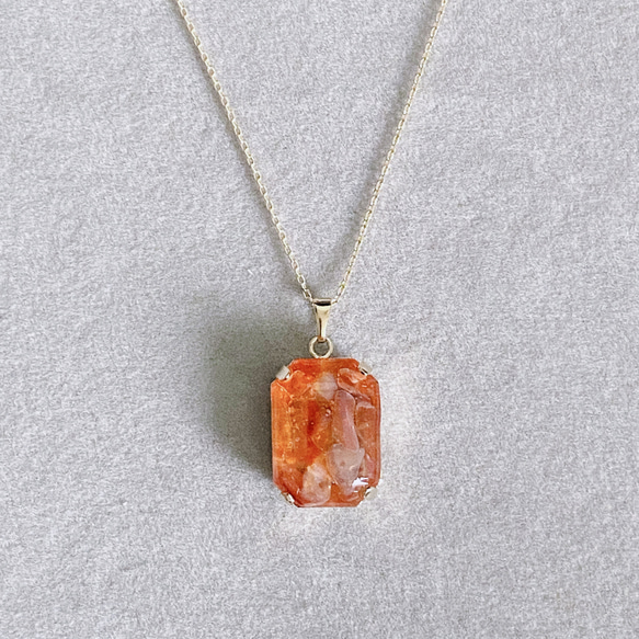 【浄化済み】14KGP ファイアーオパールネックレス 13×18mm 40〜45cm 天然石 ネックレスチェーン変更可能 1枚目の画像