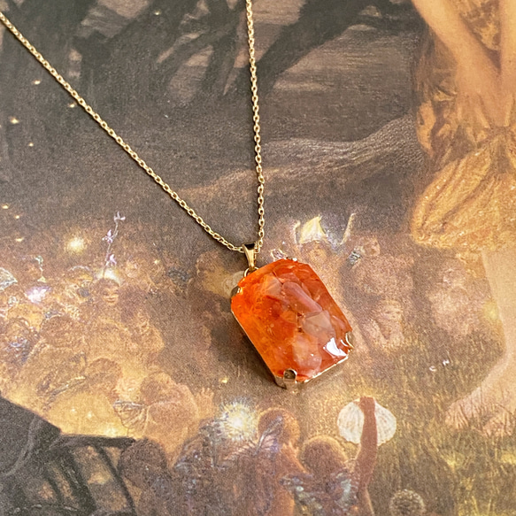 【浄化済み】14KGP ファイアーオパールネックレス 13×18mm 40〜45cm 天然石 ネックレスチェーン変更可能 5枚目の画像