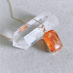 【浄化済み】14KGP ファイアーオパールネックレス 13×18mm 40〜45cm 天然石 ネックレスチェーン変更可能 2枚目の画像