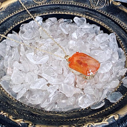 【浄化済み】14KGP ファイアーオパールネックレス 13×18mm 40〜45cm 天然石 ネックレスチェーン変更可能 3枚目の画像