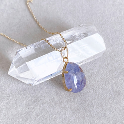 【浄化済み】14KGP タンザナイトネックレス 40〜45cm 天然石 ネックレスチェーン変更可能 2枚目の画像