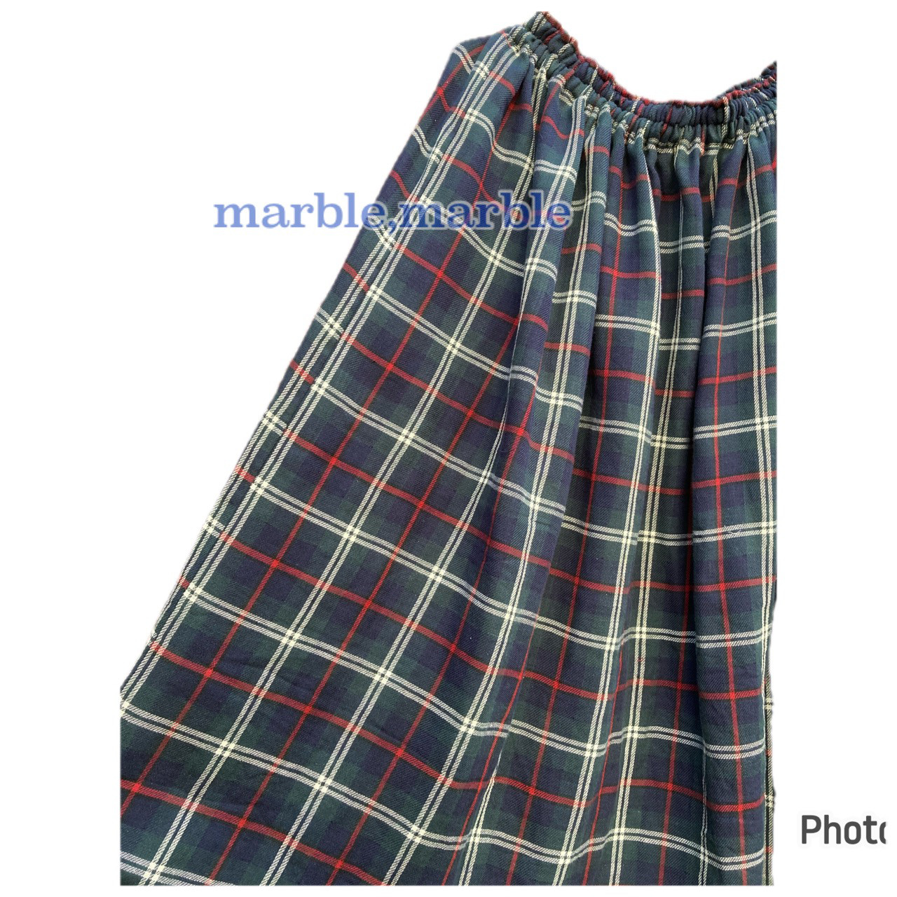 【着丈約75cm】ど定番 タータンチェック ダブルガーゼ ふんわりスカート　ギャザースカート　大人スカート　チェック