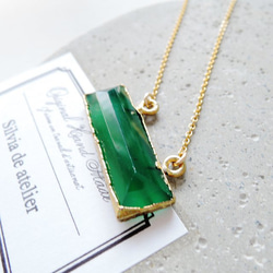 秋の新作【選べる・数量限定】個性派　レクタングル　オニキス　ブラック/グリーン　サージカルステンレスネックレス 8枚目の画像