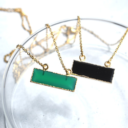 秋の新作【選べる・数量限定】個性派　レクタングル　オニキス　ブラック/グリーン　サージカルステンレスネックレス 11枚目の画像