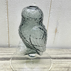 フクロウのガラスベース 1輪挿し  ナチュラル可愛い花器 9枚目の画像