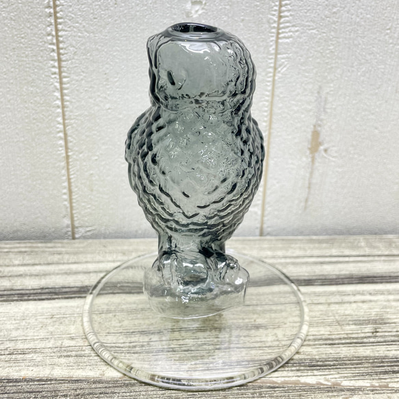 フクロウのガラスベース 1輪挿し  ナチュラル可愛い花器 10枚目の画像
