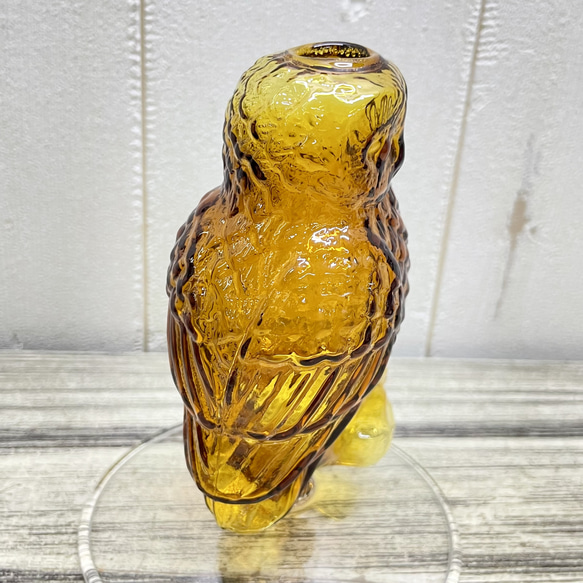 フクロウのガラスベース 1輪挿し  ナチュラル可愛い花器 3枚目の画像