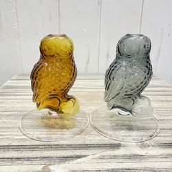 フクロウのガラスベース 1輪挿し  ナチュラル可愛い花器 14枚目の画像