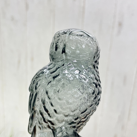 フクロウのガラスベース 1輪挿し  ナチュラル可愛い花器 12枚目の画像
