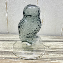 フクロウのガラスベース 1輪挿し  ナチュラル可愛い花器 8枚目の画像