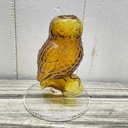 フクロウのガラスベース 1輪挿し  ナチュラル可愛い花器 1枚目の画像