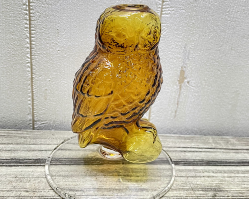 フクロウのガラスベース 1輪挿し ナチュラル可愛い花器 一輪挿し・花瓶