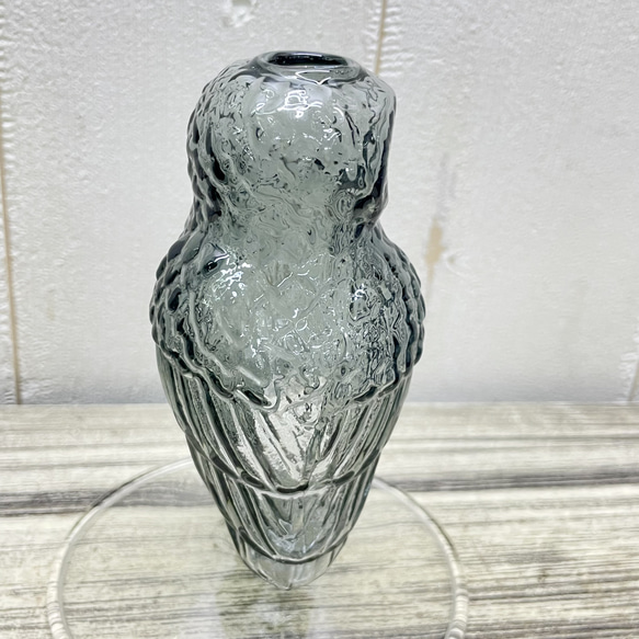 フクロウのガラスベース 1輪挿し  ナチュラル可愛い花器 11枚目の画像