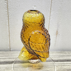 フクロウのガラスベース 1輪挿し  ナチュラル可愛い花器 5枚目の画像