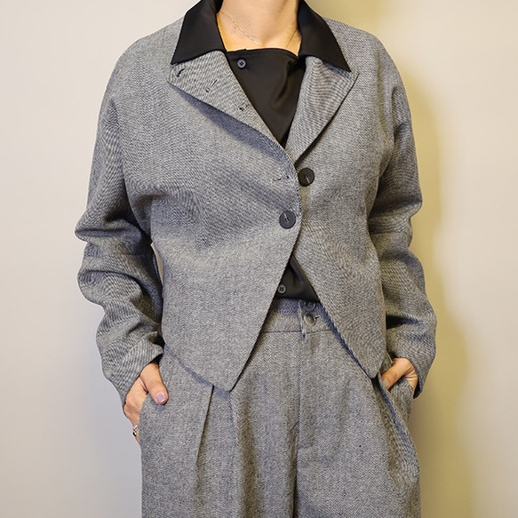 今なら即納♪お得♪斜文織りセットアップ普段〜式にもフォーマル卒業・入学式 スーツ ショートジャケット+ロングパンツ 9枚目の画像