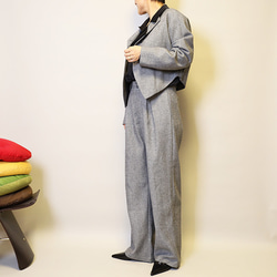 今なら即納♪お得♪斜文織りセットアップ普段〜式にもフォーマル卒業・入学式 スーツ ショートジャケット+ロングパンツ 6枚目の画像