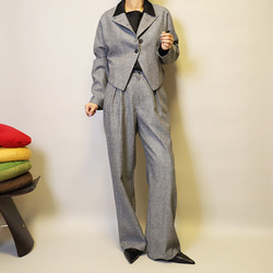 今なら即納♪お得♪斜文織りセットアップ普段〜式にもフォーマル卒業・入学式 スーツ ショートジャケット+ロングパンツ 1枚目の画像