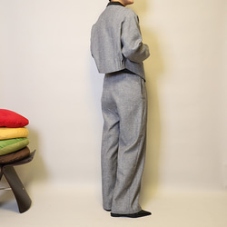 今なら即納♪お得♪斜文織りセットアップ普段〜式にもフォーマル卒業・入学式 スーツ ショートジャケット+ロングパンツ 5枚目の画像