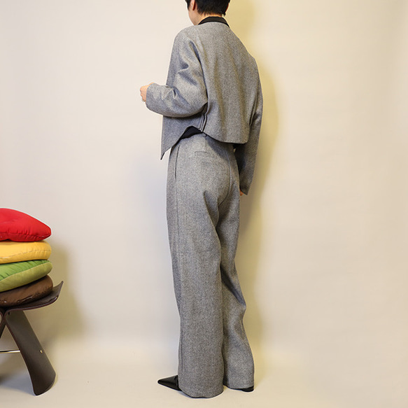 今なら即納♪お得♪斜文織りセットアップ普段〜式にもフォーマル卒業・入学式 スーツ ショートジャケット+ロングパンツ 8枚目の画像