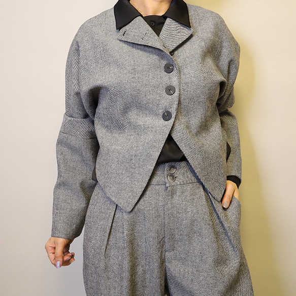 今なら即納♪お得♪斜文織りセットアップ普段〜式にもフォーマル卒業・入学式 スーツ ショートジャケット+ロングパンツ 10枚目の画像