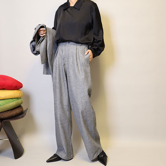 今なら即納♪お得♪斜文織りセットアップ普段〜式にもフォーマル卒業・入学式 スーツ ショートジャケット+ロングパンツ 12枚目の画像