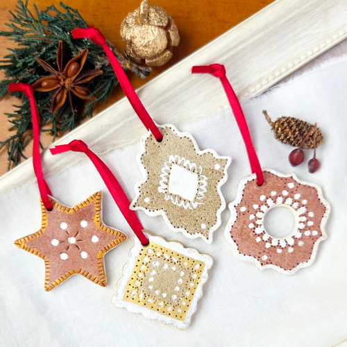陶器製　クリスマスオーナメント てぶくろ 【X'masオーナメント/ツリー飾り】 益子焼 クリスマス リース