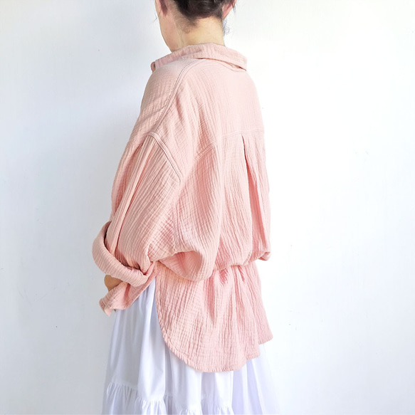 ガーゼオーバーシルエットシャツ（サンドカーキ） 18枚目の画像