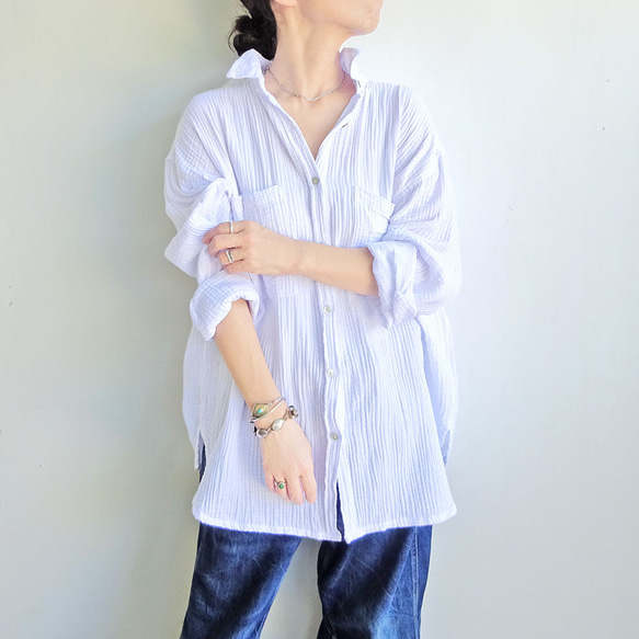 ガーゼオーバーシルエットシャツ（サンドカーキ） 16枚目の画像