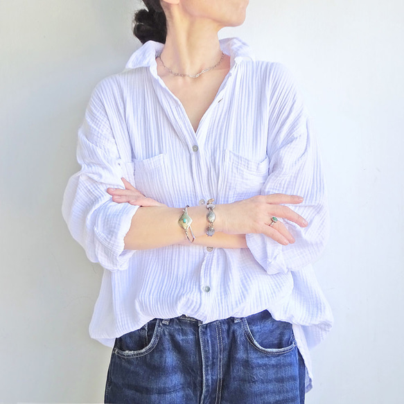 ガーゼオーバーシルエットシャツ（サンドカーキ） 15枚目の画像