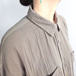 ガーゼオーバーシルエットシャツ（サンドカーキ） 9枚目の画像