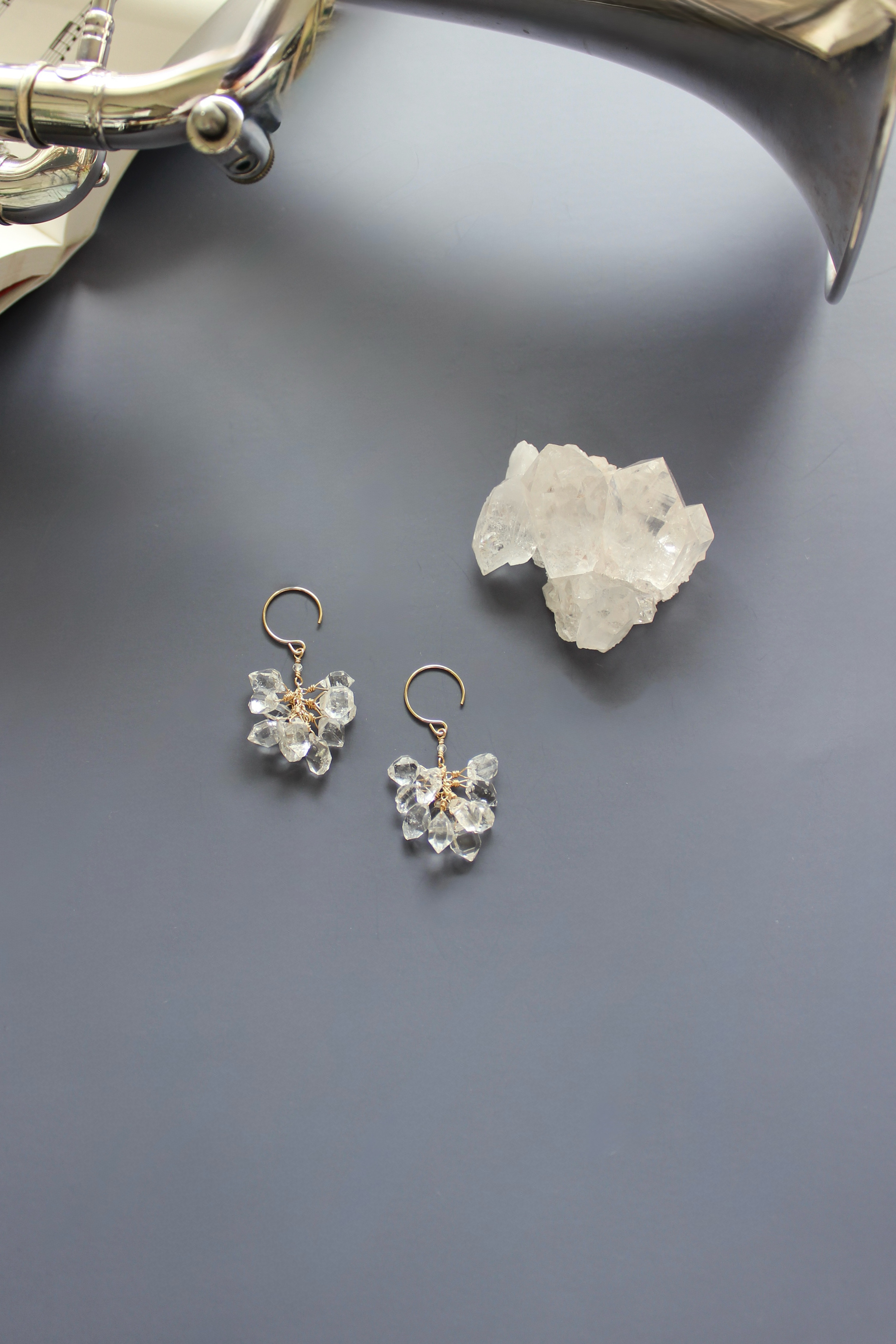 【NY産】ハーキマーダイヤモンド カデンツピアス