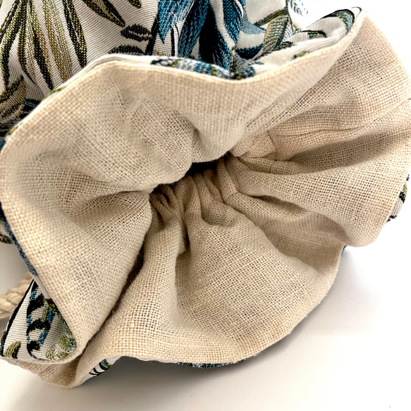 《 1点物* 》AMADEUSのマニフィーク巾着バッグ SAFECO社フランス輸入ジャガード生地 太番手フレンチリネン 11枚目の画像