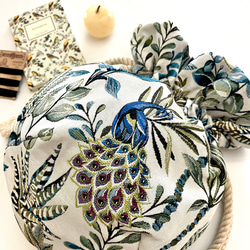 《 1点物* 》AMADEUSのマニフィーク巾着バッグ SAFECO社フランス輸入ジャガード生地 太番手フレンチリネン 2枚目の画像