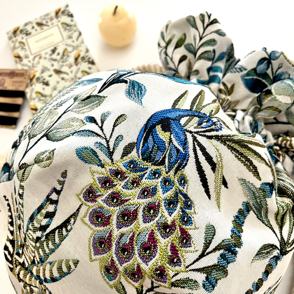 《 1点物* 》AMADEUSのマニフィーク巾着バッグ SAFECO社フランス輸入ジャガード生地 太番手フレンチリネン 3枚目の画像