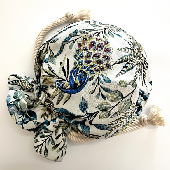 《 1点物* 》AMADEUSのマニフィーク巾着バッグ SAFECO社フランス輸入ジャガード生地 太番手フレンチリネン 8枚目の画像