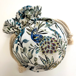 《 1点物* 》AMADEUSのマニフィーク巾着バッグ SAFECO社フランス輸入ジャガード生地 太番手フレンチリネン 5枚目の画像