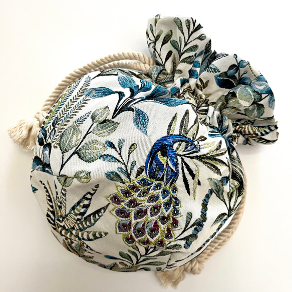 《 1点物* 》AMADEUSのマニフィーク巾着バッグ SAFECO社フランス輸入ジャガード生地 太番手フレンチリネン 6枚目の画像