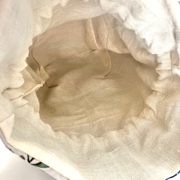 《 1点物* 》AMADEUSのマニフィーク巾着バッグ SAFECO社フランス輸入ジャガード生地 太番手フレンチリネン 12枚目の画像