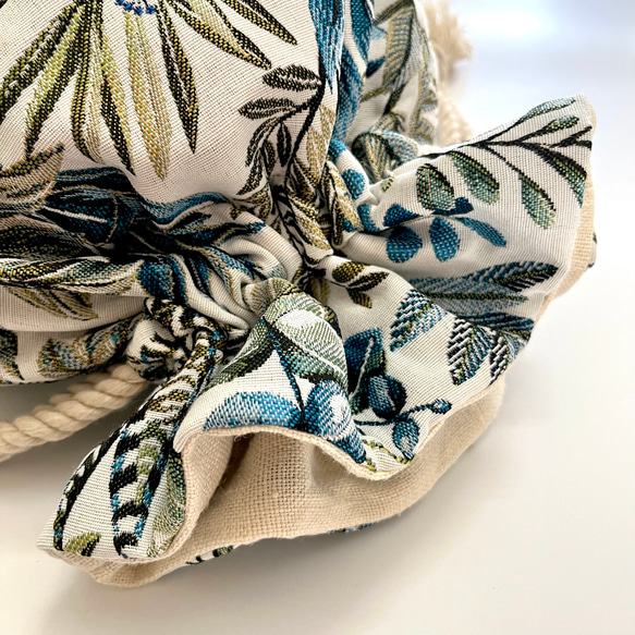 《 1点物* 》AMADEUSのマニフィーク巾着バッグ SAFECO社フランス輸入ジャガード生地 太番手フレンチリネン 10枚目の画像