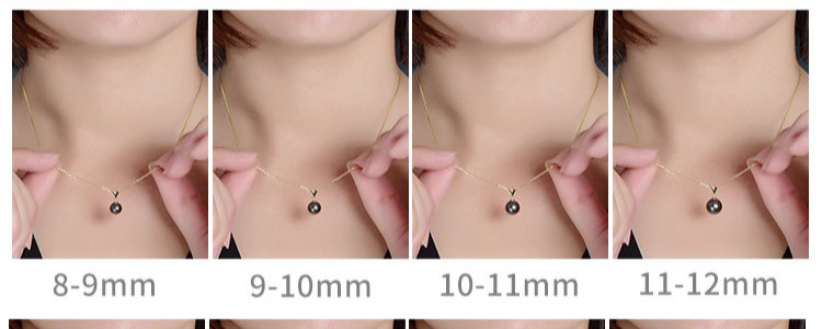 ルミナ8～13mmタヒチ産天然黒蝶真珠ネックレス。18金ゴールドペンダント付き。完璧なラウンドシェイプで、強い輝きとエレガントな