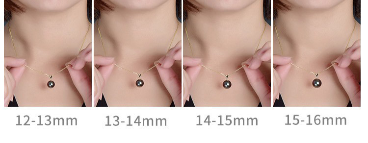 ルミナ8～13mmタヒチ産天然黒蝶真珠ネックレス。18金ゴールドペンダント付き。完璧なラウンドシェイプで、強い輝きとエレガントな