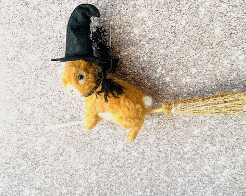 ほうきに乗った魔女ウサギ うさぎ バニー ハロウィン 魔法 魔女 飾り