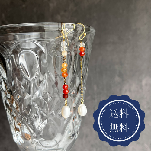 ピアス/イヤリング｜Flame year ファイヤーオパール×淡水パール 丙午
