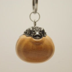 フグ　橡　縮杢☆（木材）ピューター（金属）キーホルダー、ペンダント、バッグチャーム、置物 3枚目の画像