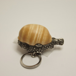 フグ　橡　縮杢☆（木材）ピューター（金属）キーホルダー、ペンダント、バッグチャーム、置物 9枚目の画像