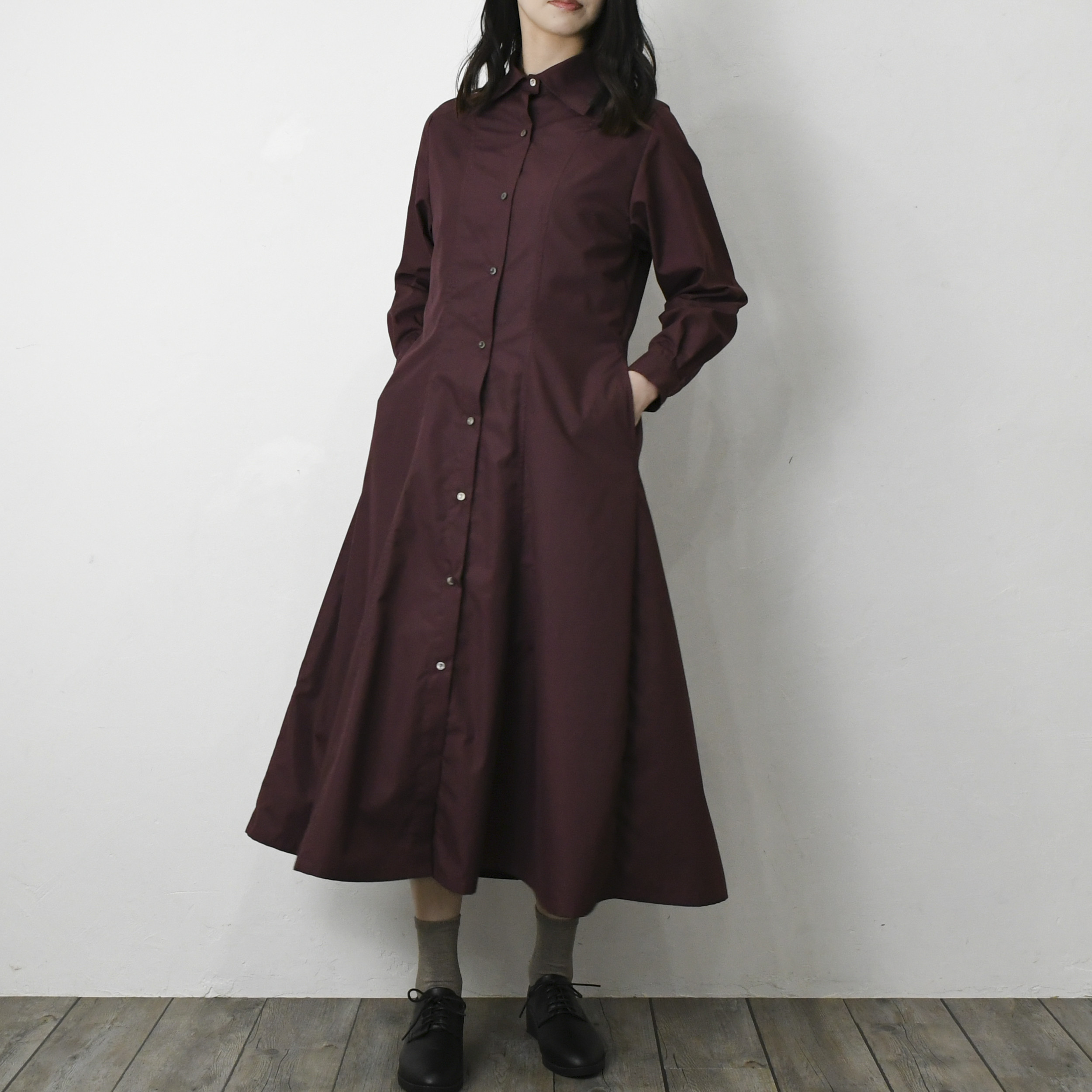 送料無料【完全一点物】マーメイドフレアワンピース（ボルドー） 13,500円