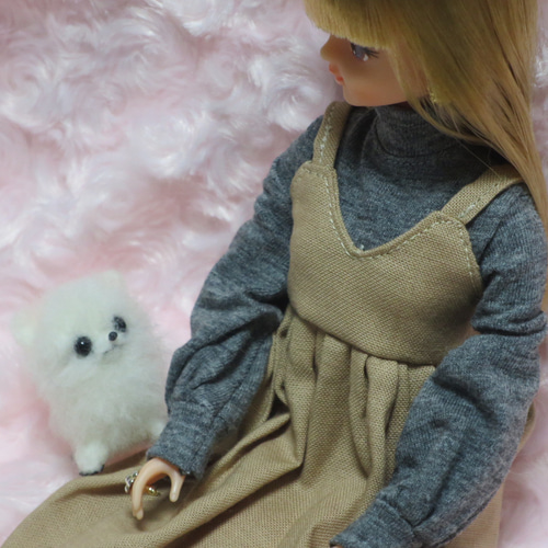羊毛フェルト 犬 ポメラニアン ミニチュアドールハウス お人形のペットに ミニチュアフェルトポメラニアン犬、ポーズをとらせることができる