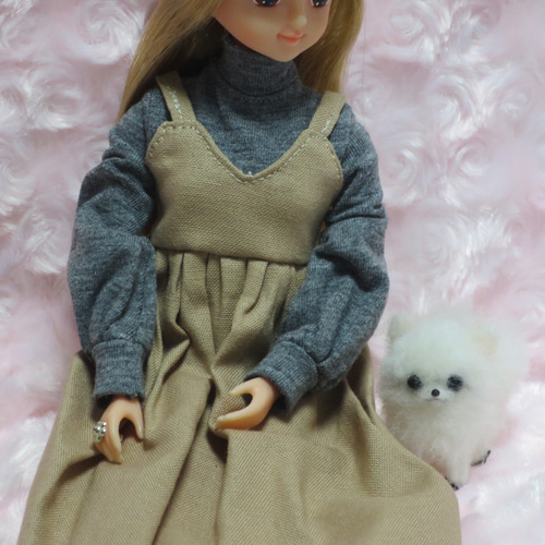 羊毛フェルト犬 ポメラニアン 白 ホワイト ミニチュアドールハウス